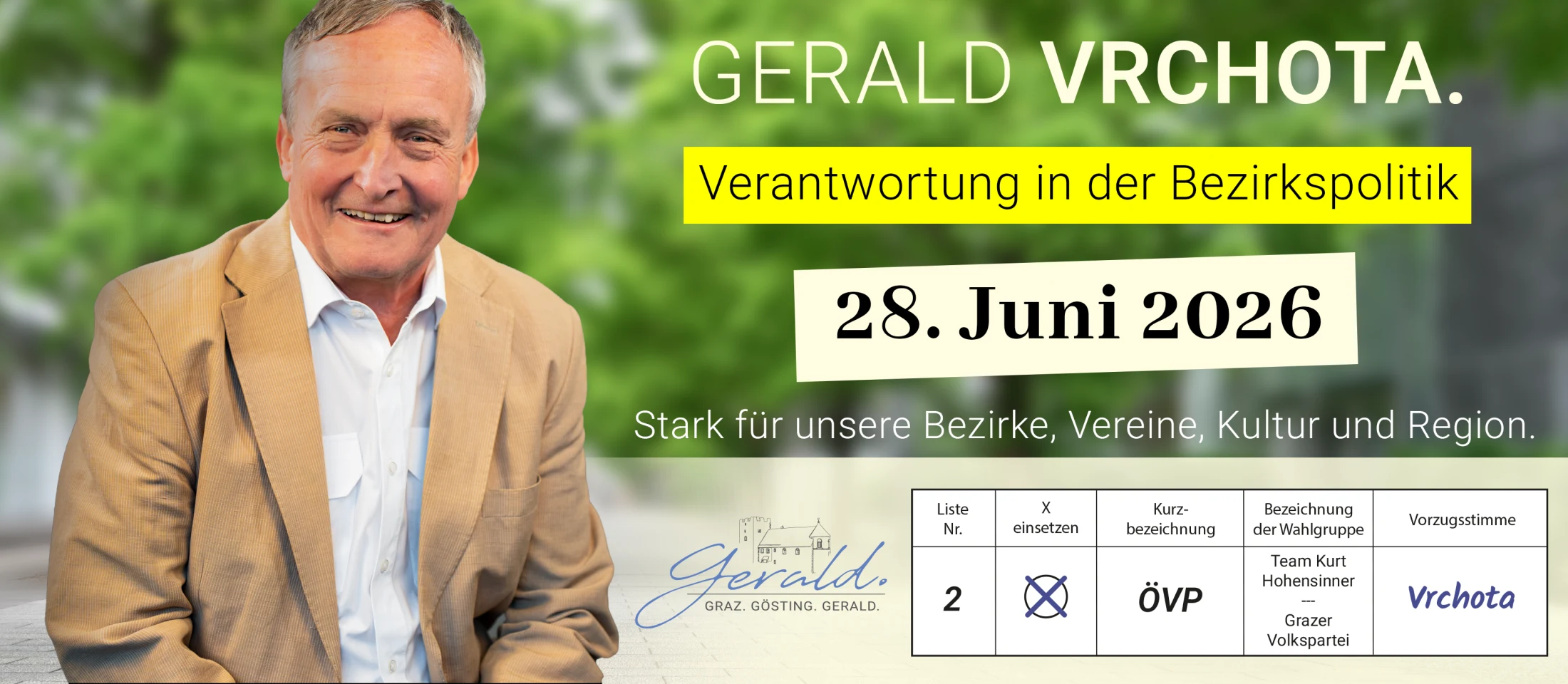 Gerald Vrchota – Verantwortung in der Bezirkspolitik · 28. Juni 2026